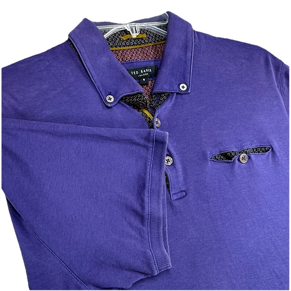 Ted Baker Mens Purple Short Sleeve Chest Pocket Golf Collared‎ Polo Shirt Size 6